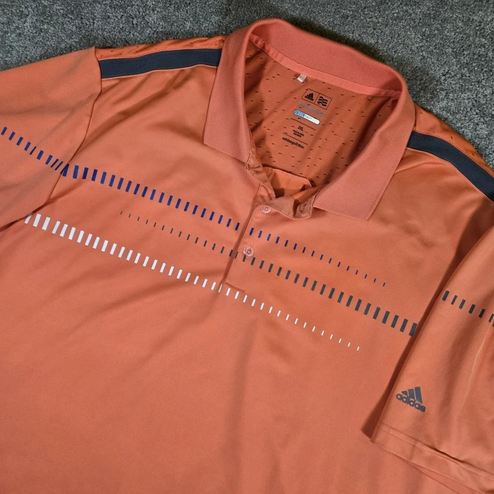 Adidas Men's Golf Polo Pure Motion Coolmax Orange Shirt Mens 2XL Polo